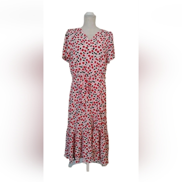 Talbots Cascade Faux Wrap Dress V-Neck Short Sleeve Floral Size 12 Women's - Picture 3 of 7